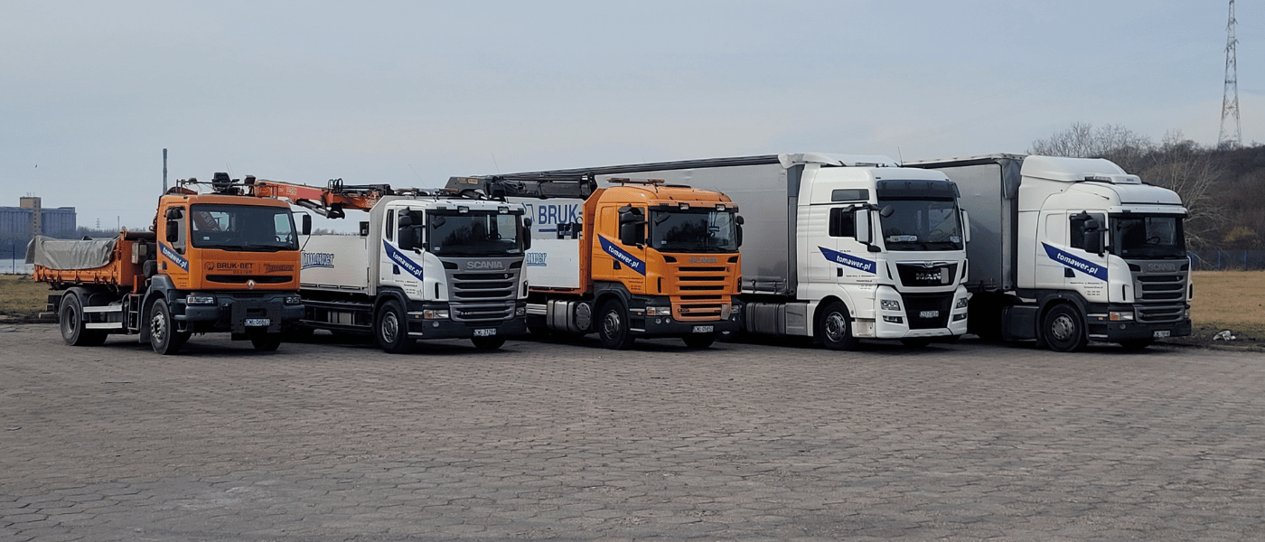 Flota transportowa Tomawer – ciężarówki HDS, wywrotki i busy